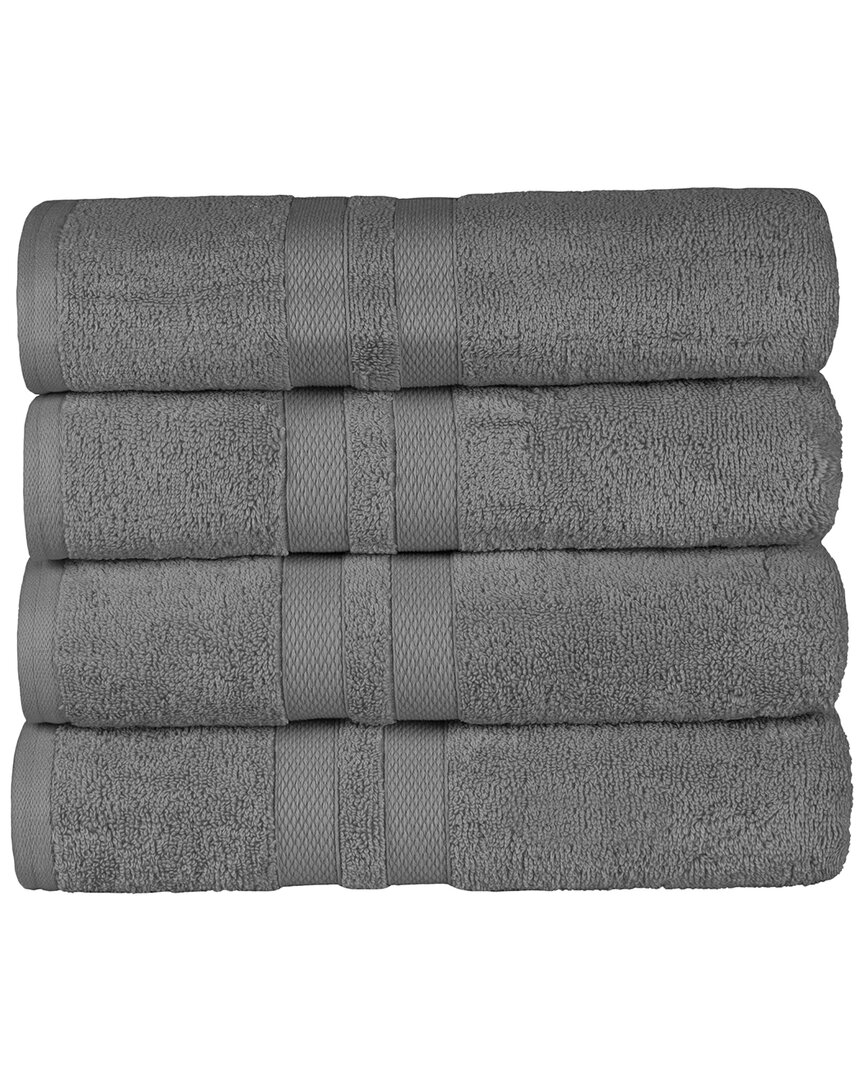 Superior Cotton Highly Absorbent Solid 4pc Quick-drying Bath Towel Set In Charcoal