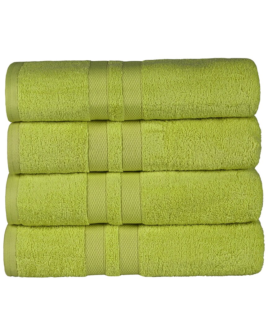 Superior Cotton Highly Absorbent Solid 4pc Quick-drying Bath Towel Set In Green