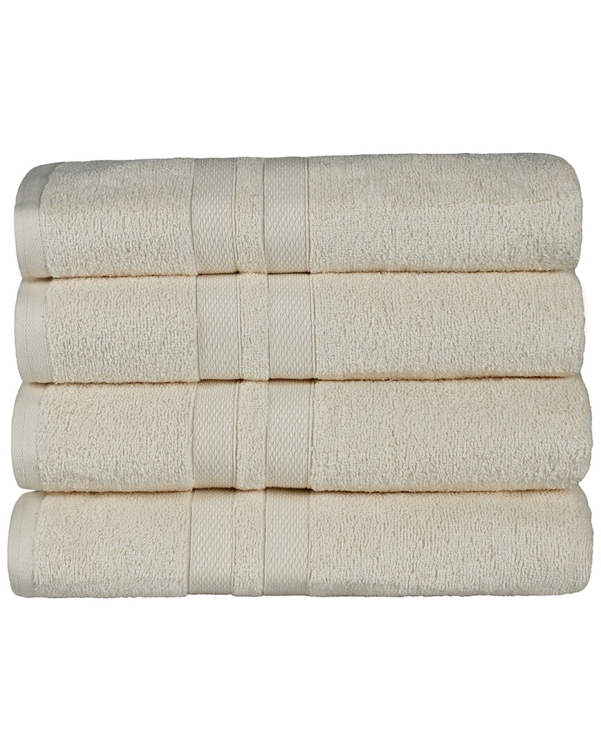 Superior Cotton Highly Absorbent Solid 4pc Quick-drying Bath Towel Set In Ivory