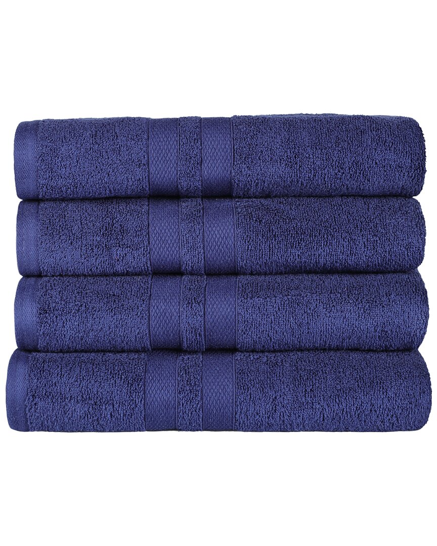 Superior Cotton Highly Absorbent Solid 4pc Quick-drying Bath Towel Set In Navy