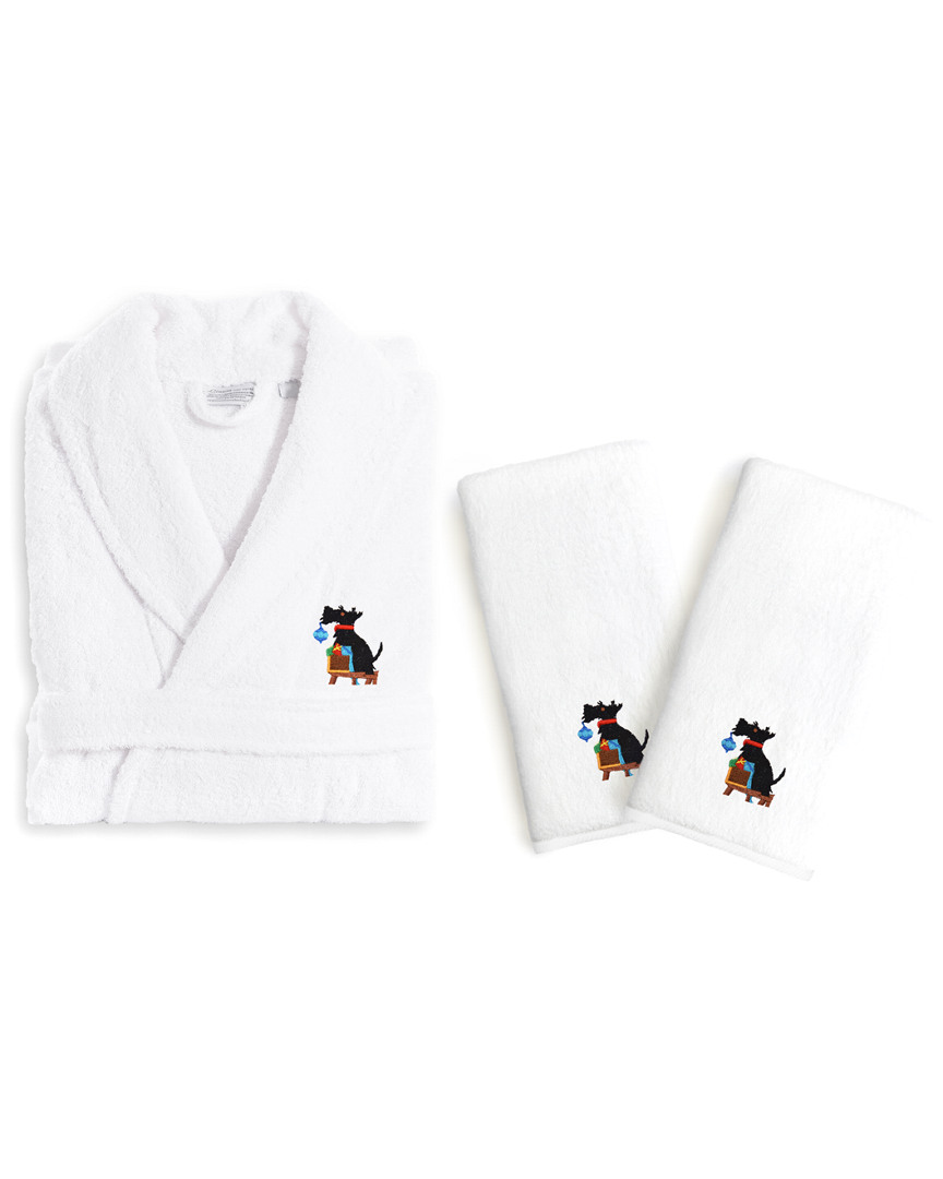 Linum Home Textiles Christmas Dog Turkish Cotton Hand Towels & Terry Bathrobe Set