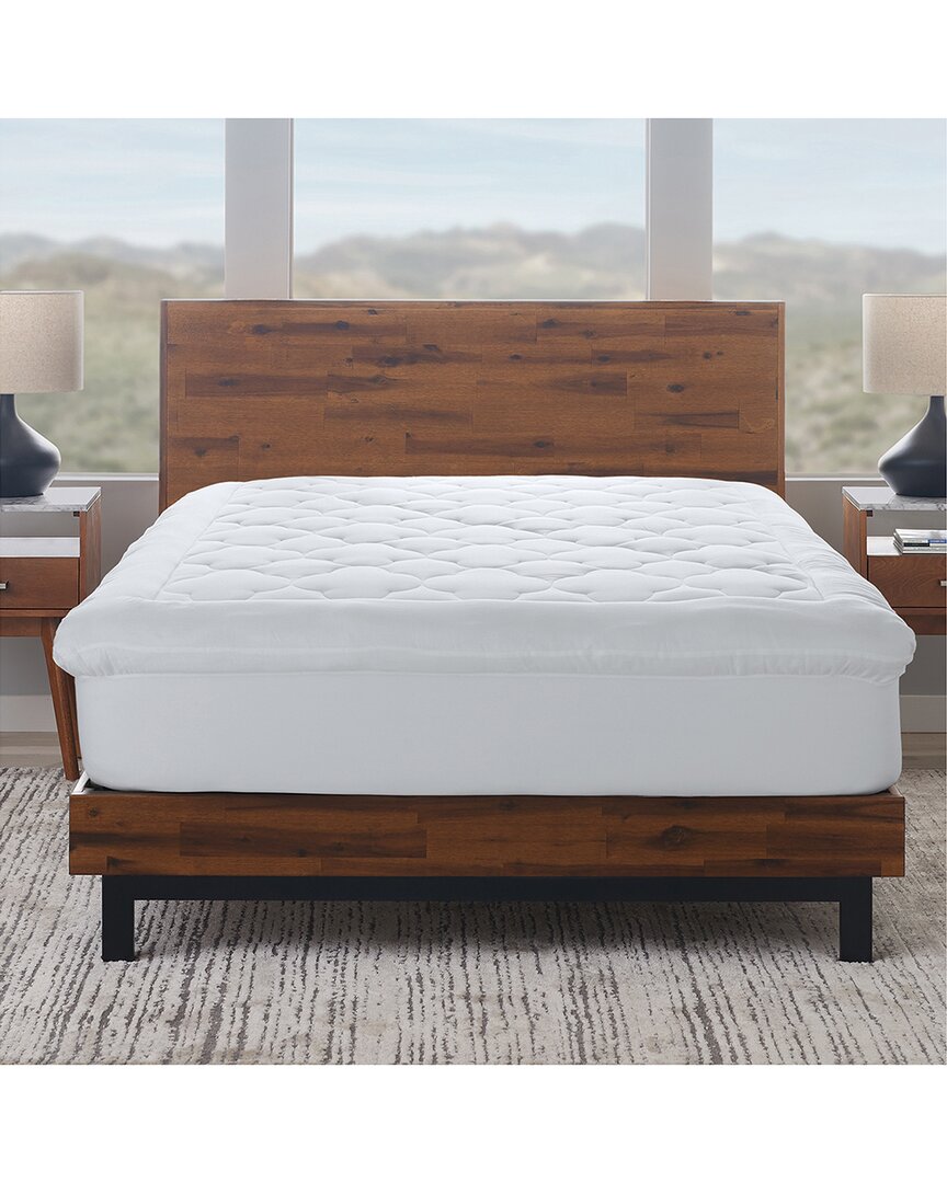 Ella Jayne Lofty 100% Cotton Plush Gel Fiber Filled Mattress Topper In White
