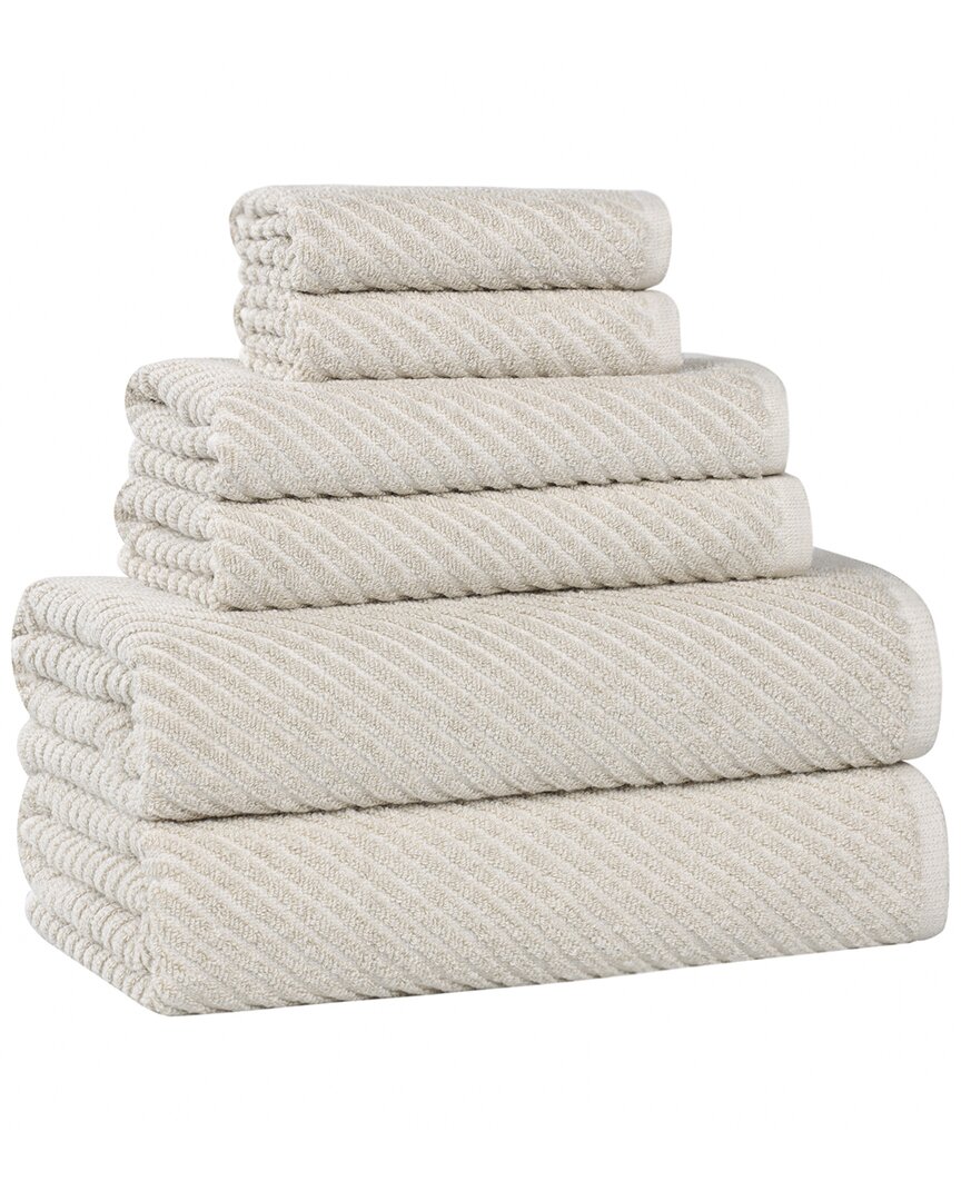 Superior Amelia Medium Weight Diagonal Stripes 6pc Towel Set