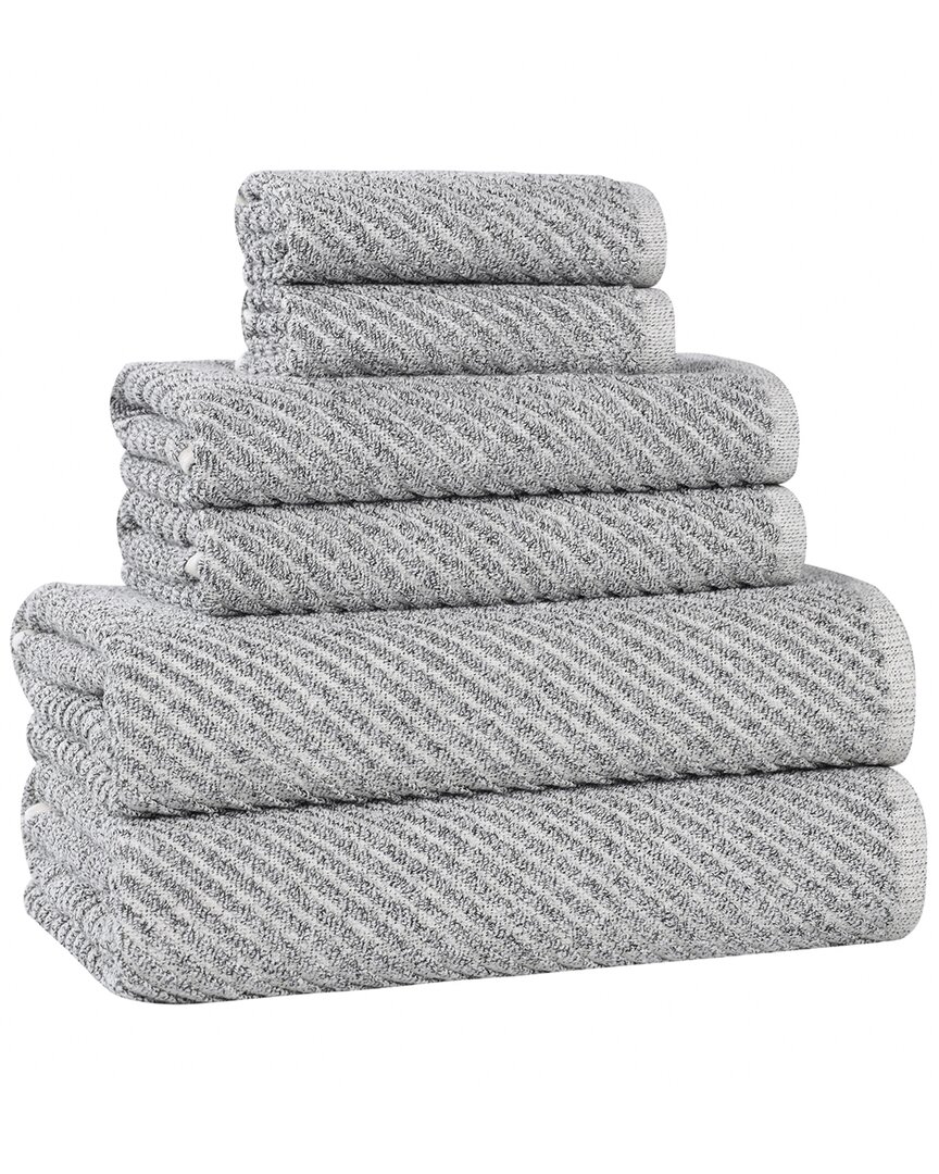 Superior Amelia Medium Weight Diagonal Stripes 6pc Towel Set