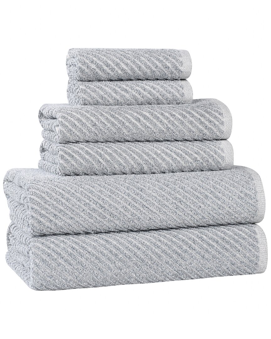 Superior Amelia Medium Weight Diagonal Stripes 6pc Towel Set