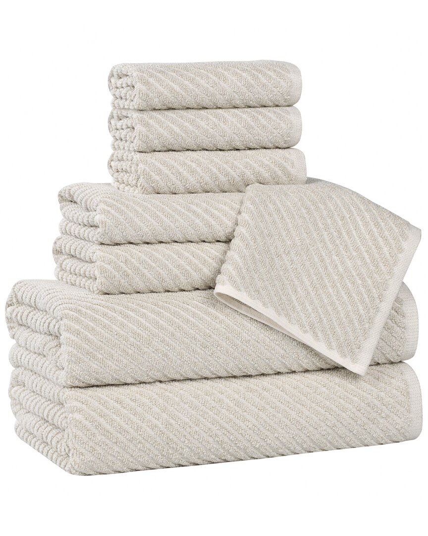 Superior Amelia Medium Weight Diagonal Stripes 8pc Towel Set