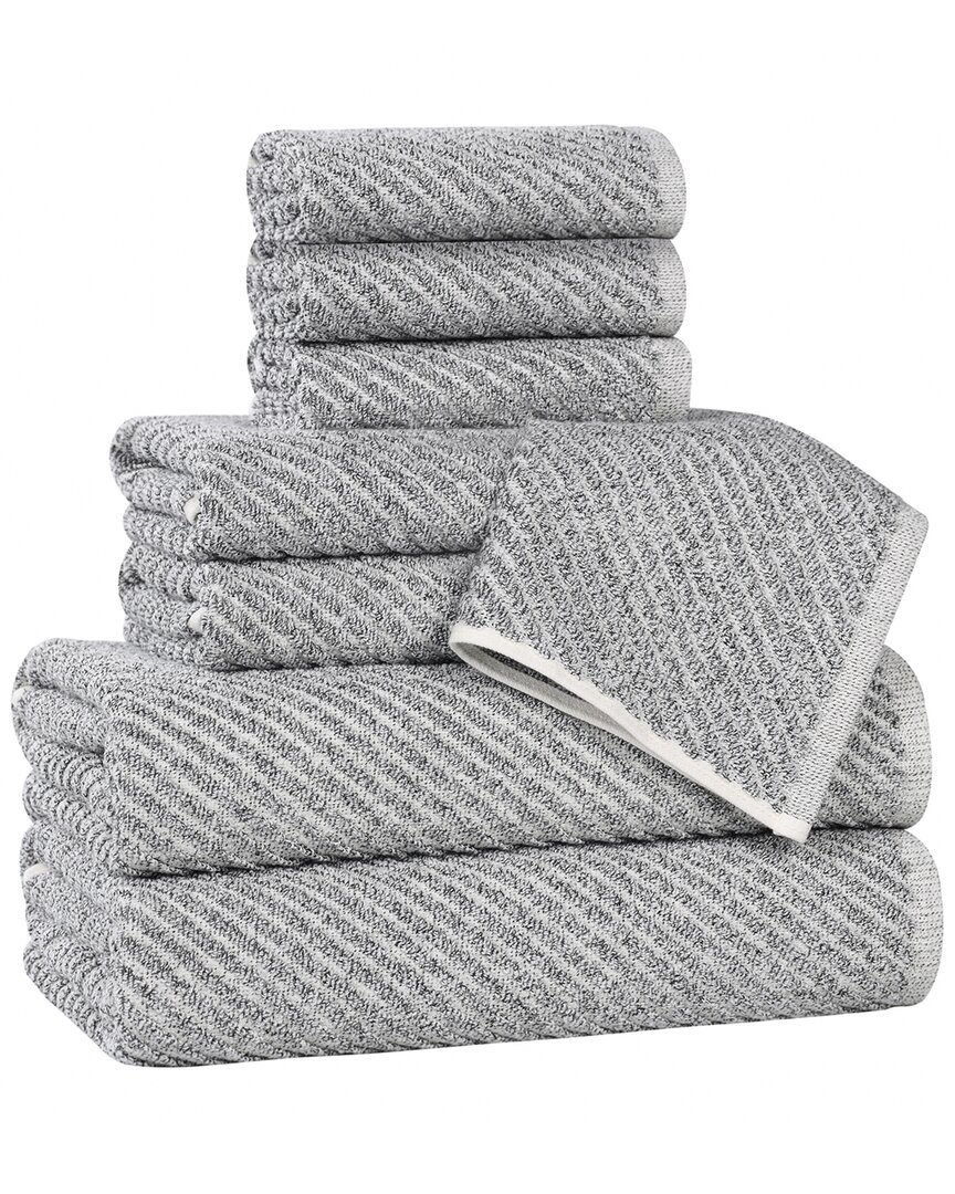Superior Amelia Medium Weight Diagonal Stripes 8pc Towel Set