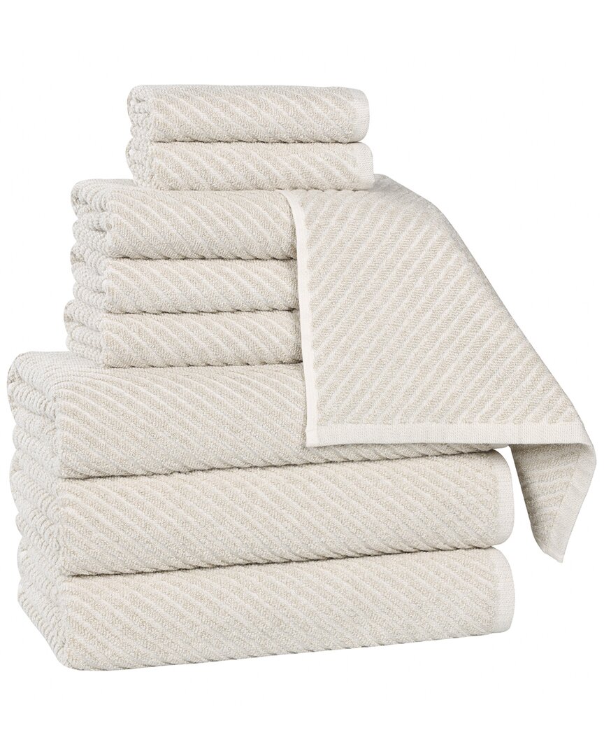 Superior Amelia Medium Weight Diagonal Stripes 9pc Towel Set