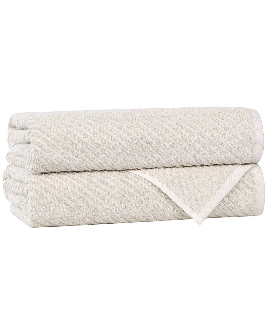 Superior Set Of 2 Amelia Medium Weight Diagonal Stripes Bath Towels