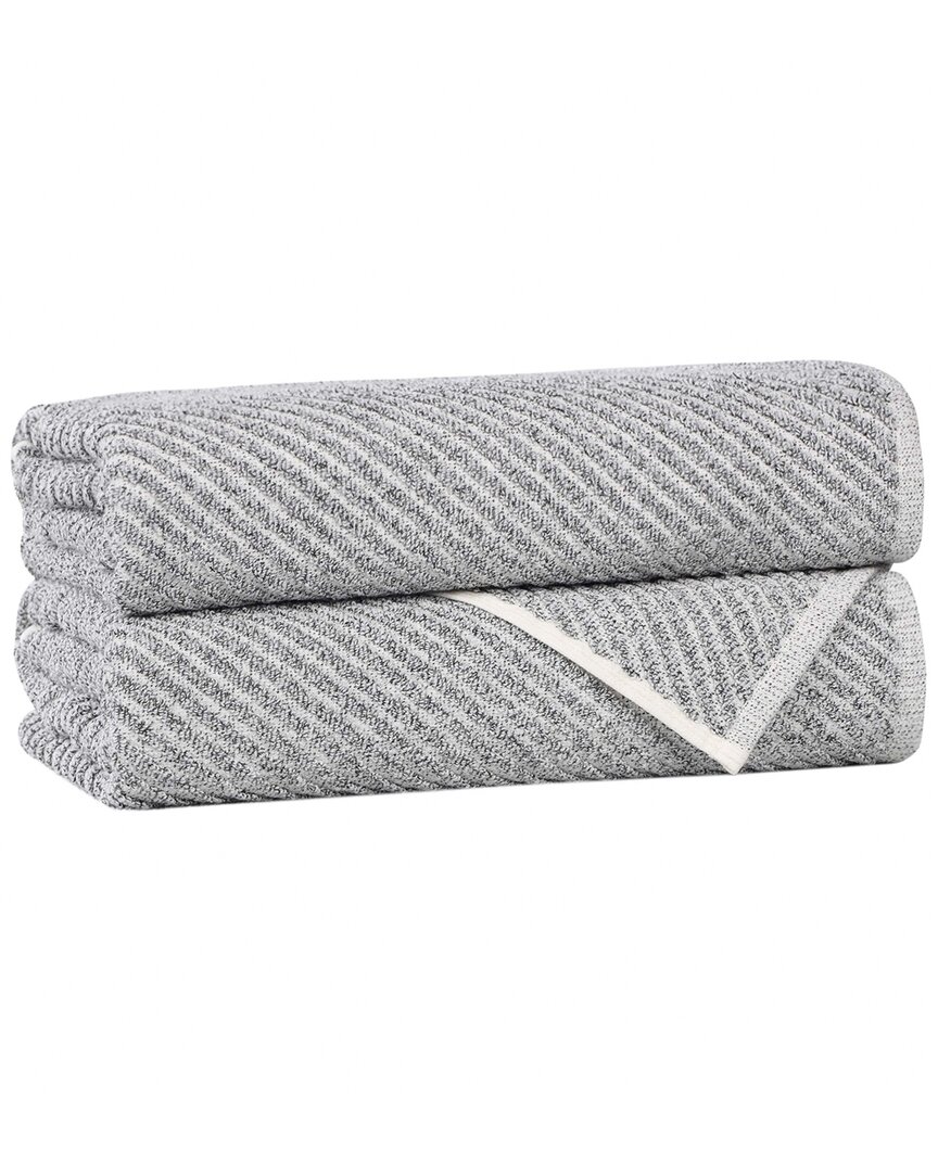 Superior Set Of 2 Amelia Medium Weight Diagonal Stripes Bath Towels