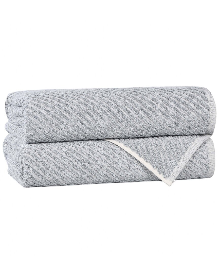 Superior Set Of 2 Amelia Medium Weight Diagonal Stripes Bath Towels
