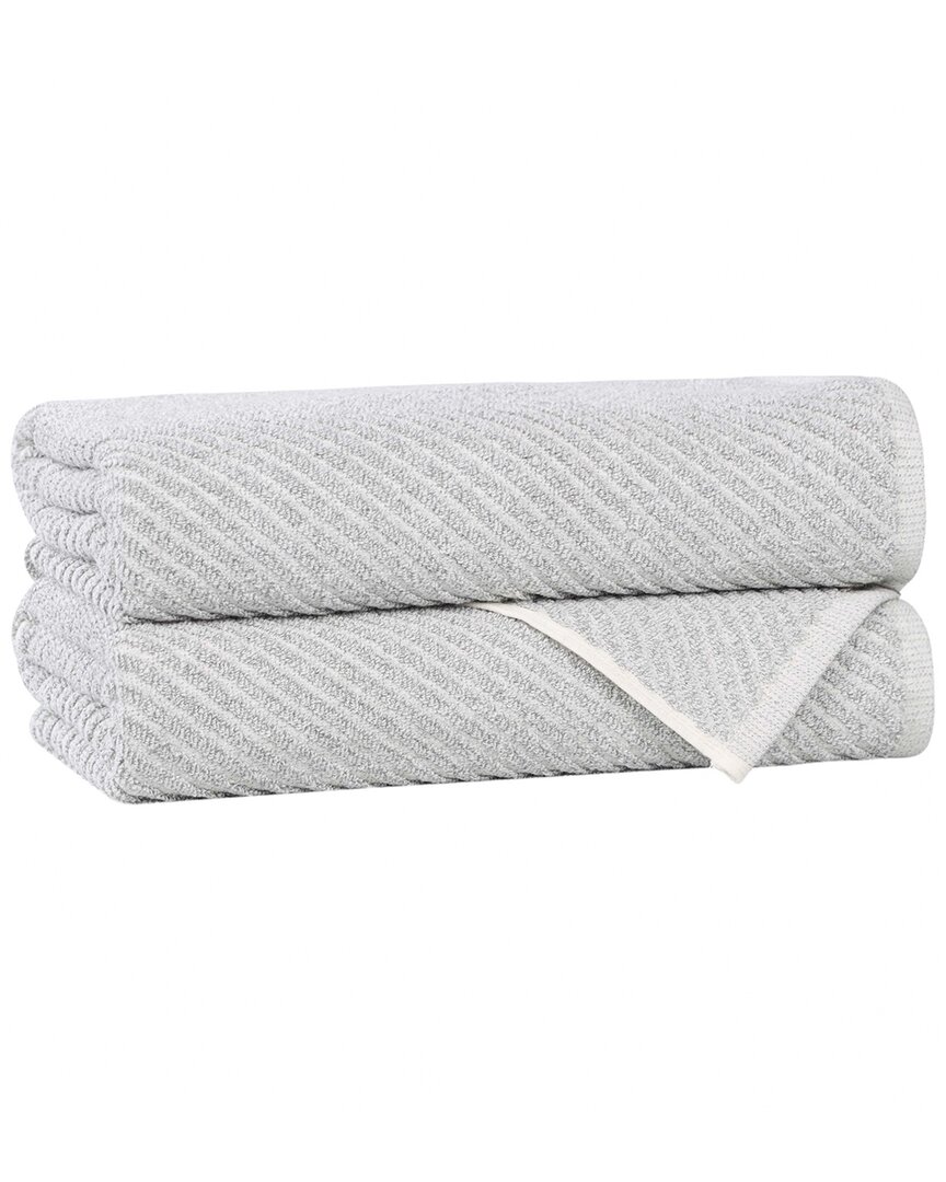Superior Set Of 2 Amelia Medium Weight Diagonal Stripes Bath Towels