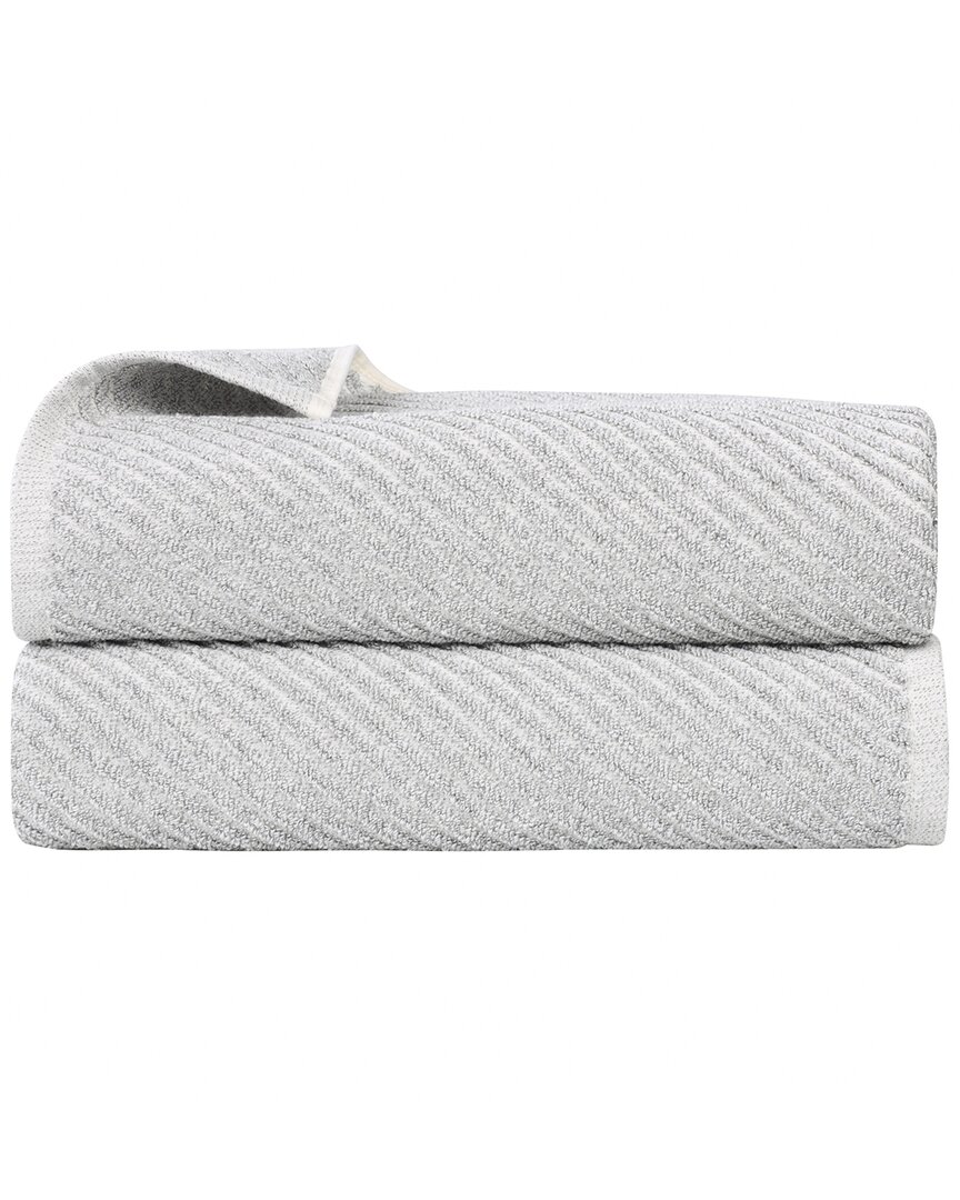 Superior Set Of 2 Amelia Medium Weight Diagonal Stripes Bath Sheets
