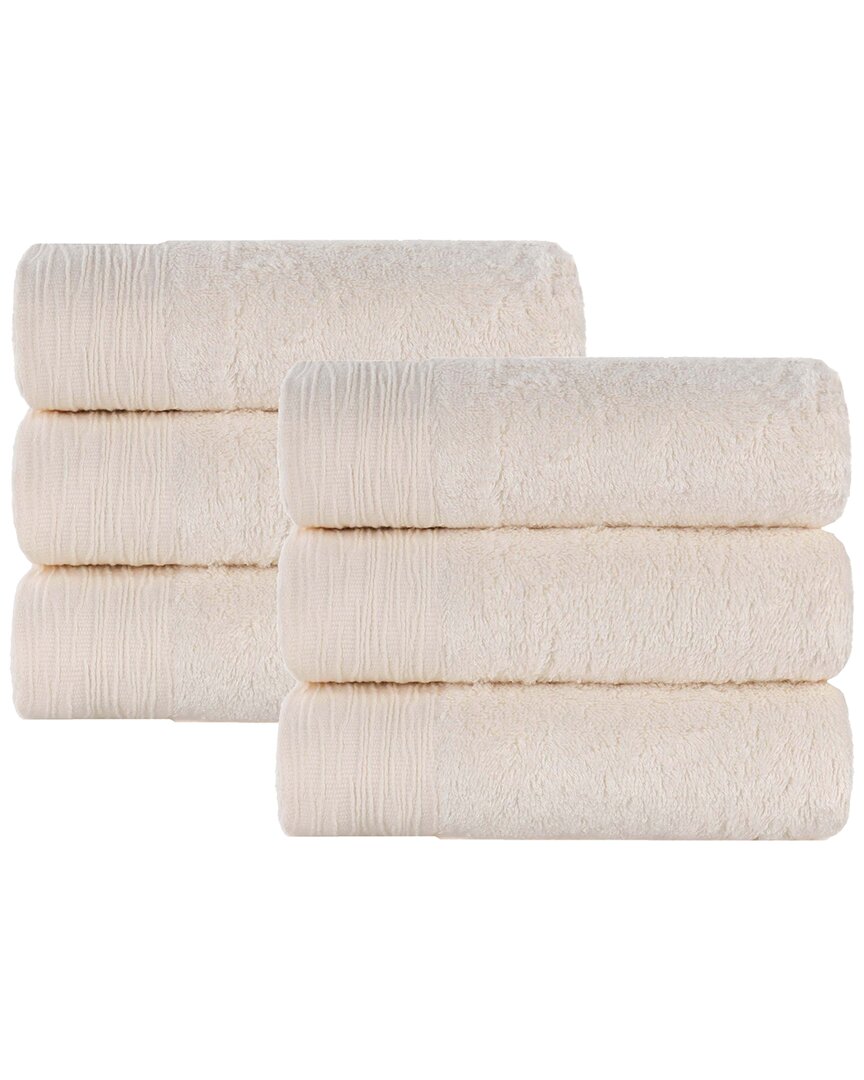 Superior Set Of 6 Rayon Eco-friendly Fluffy Soft Modern Solid Hand Towels