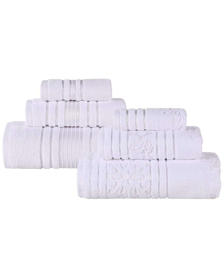 Superior Sadie Zero Twist Cotton Jacquard Floral Absorbent 6pc Assorted Towel Set