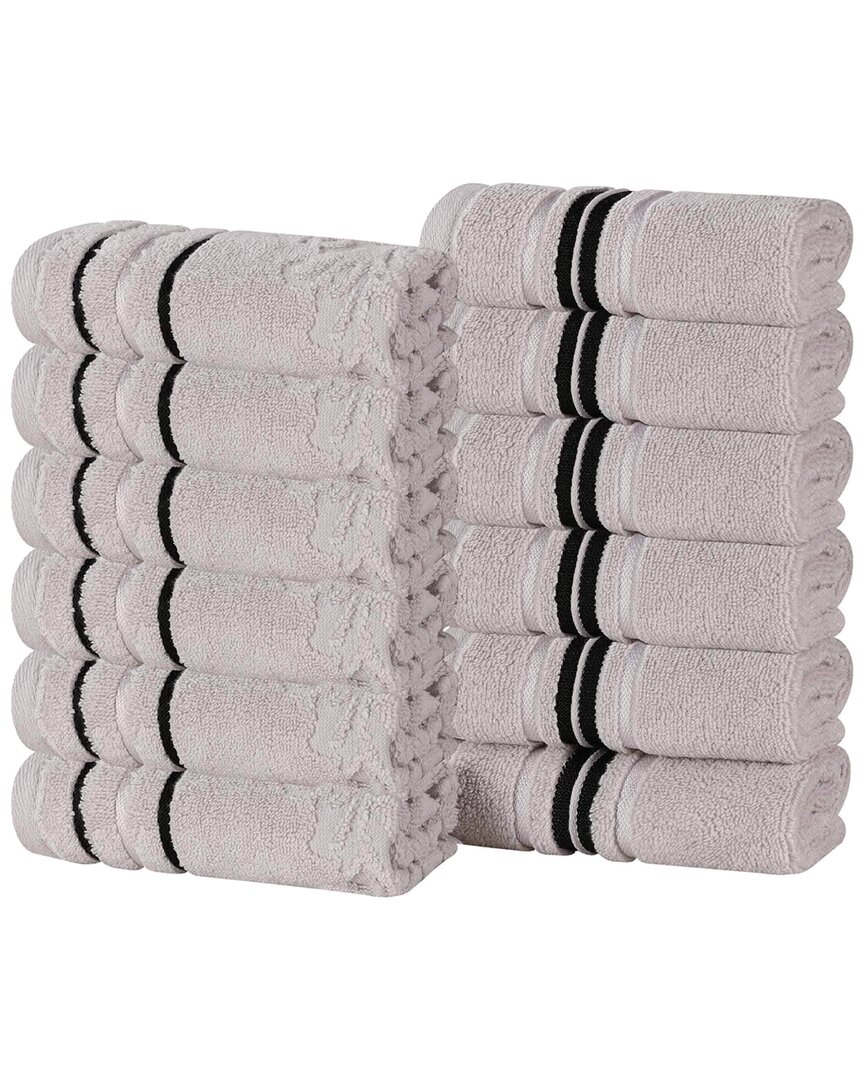 Superior Set Of 12 Sadie Zero Twist Cotton Jacquard Floral Absorbent Face Towel Washcloths