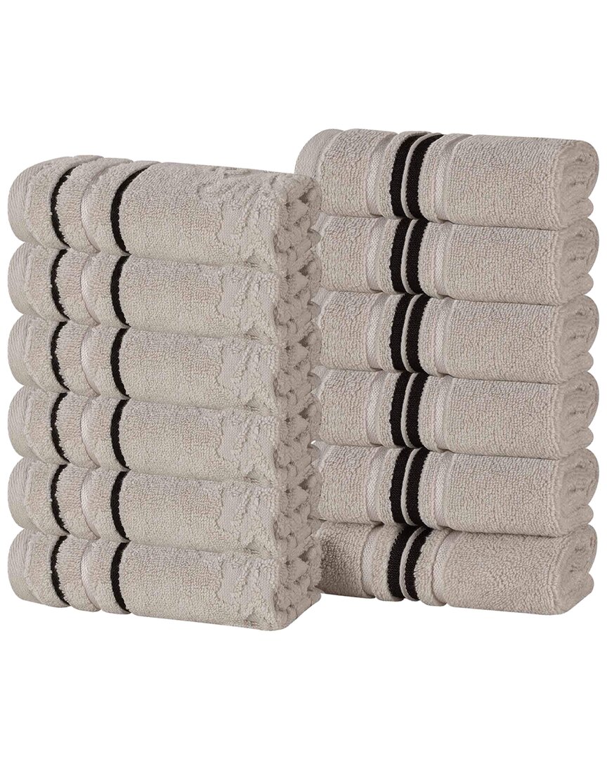Superior Set Of 12 Sadie Zero Twist Cotton Jacquard Floral Absorbent Face  Towel Washcloths