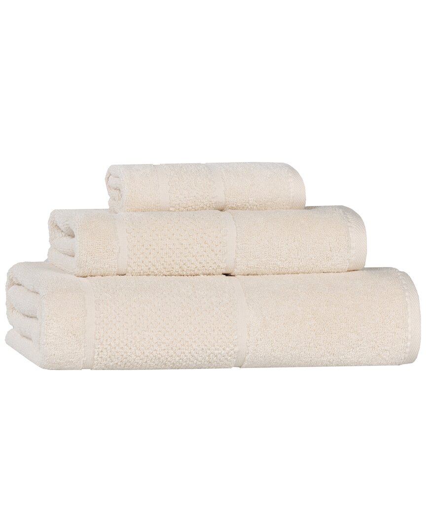 Superior Mile Smart Twist Cotton Medium Weight Solid Broad Border 3pc Towel Set