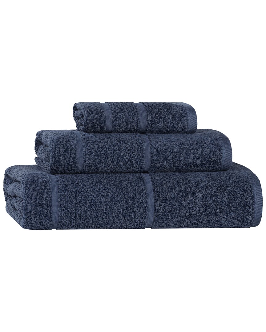 Superior Mile Smart Twist Cotton Medium Weight Solid Broad Border 3pc Towel Set