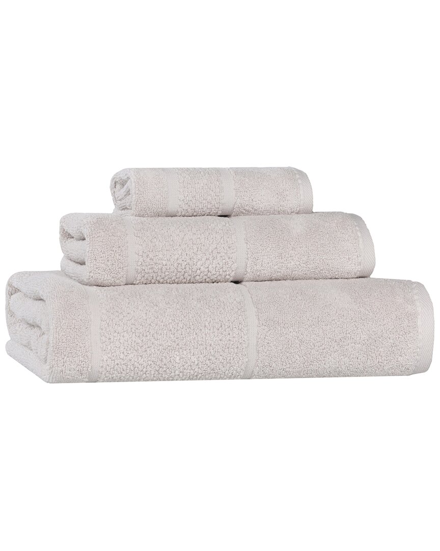 Superior Mile Smart Twist Cotton Medium Weight Solid Broad Border 3pc Towel Set