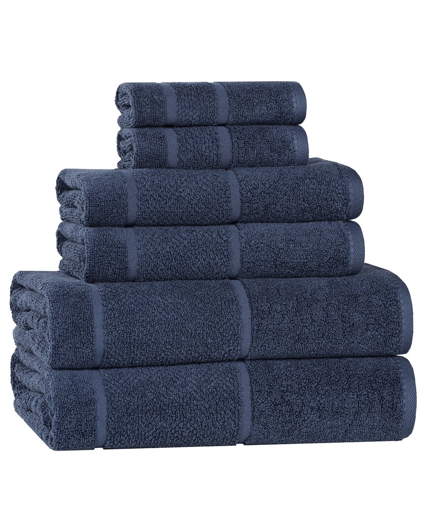 Superior Mile Smart Twist Cotton Medium Weight Solid Broad Border 6pc Towel Set