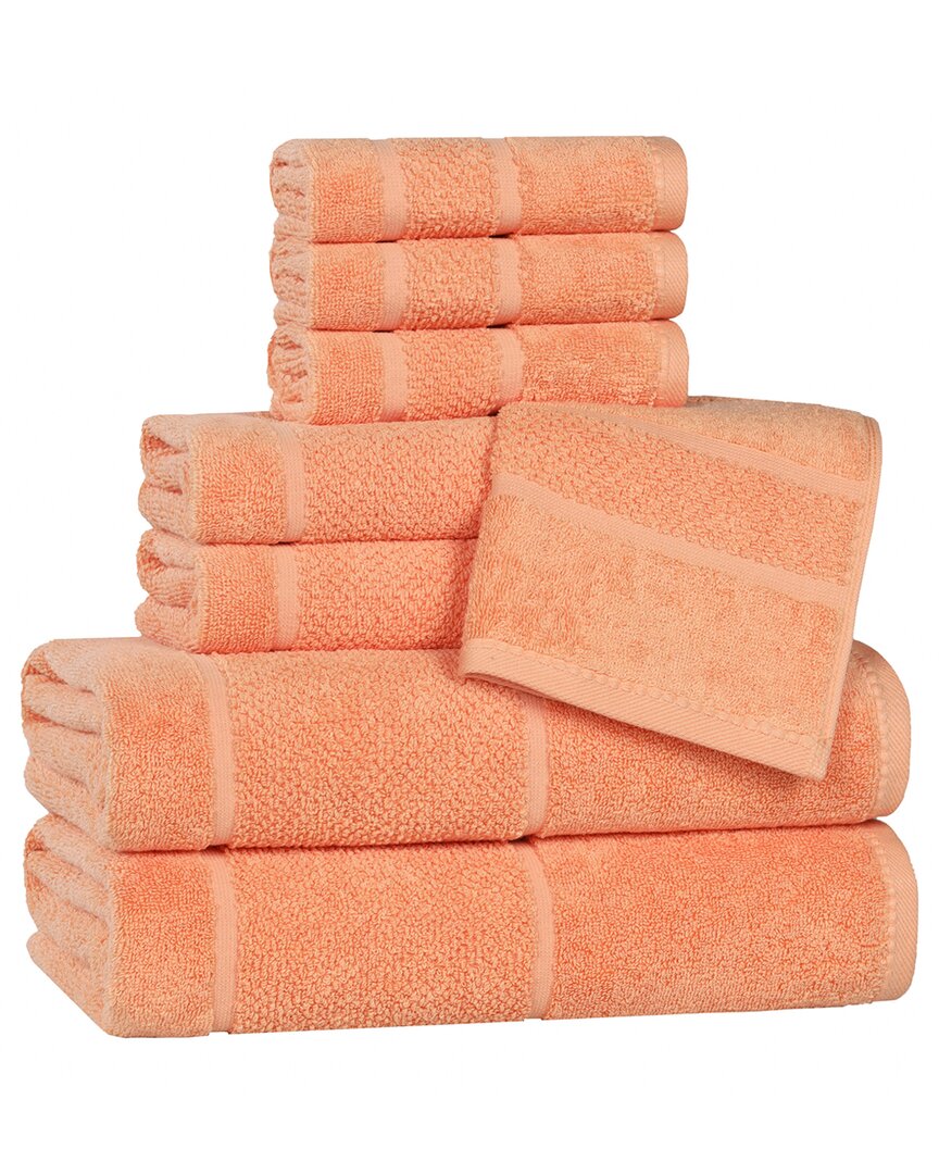 Superior Mile Smart Twist Cotton Medium Weight Solid Broad Border 8pc Towel Set