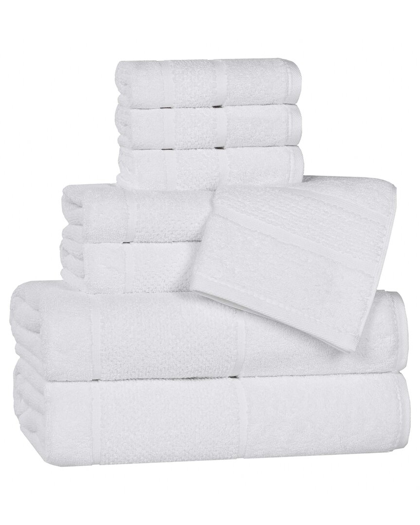 Superior Mile Smart Twist Cotton Medium Weight Solid Broad Border 8pc Towel Set