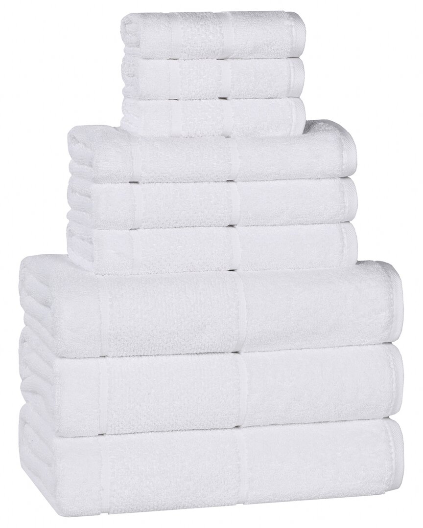 Superior Mile Smart Twist Cotton Medium Weight Solid Broad Border 9pc Towel Set