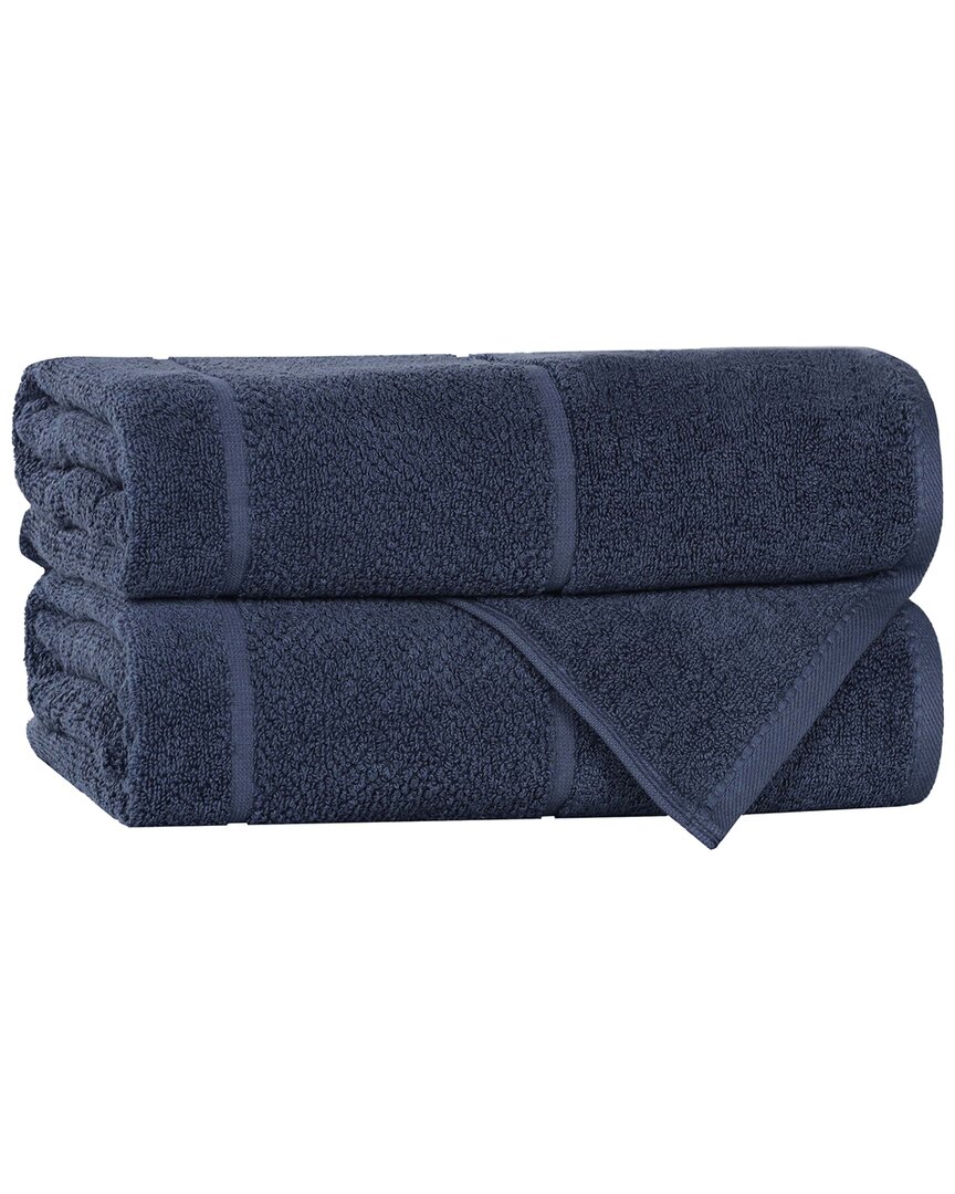 Superior Set Of 2 Mile Smart Twist Cotton Medium Weight Solid Broad Border Bath Towels
