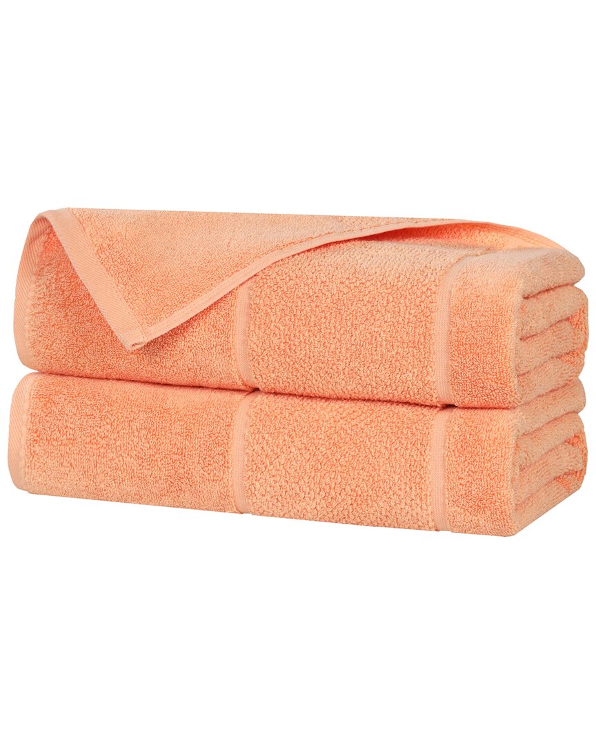 Superior Set Of 2 Mile Smart Twist Cotton Medium Weight Solid Broad Border Bath Sheets