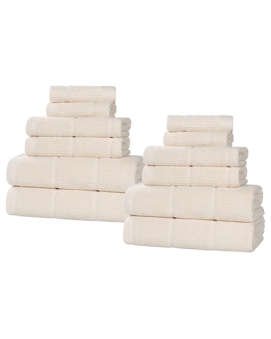 Superior Milo Smart Twist Cotton Medium Weight Solid Ribbed 12pc Towel Set