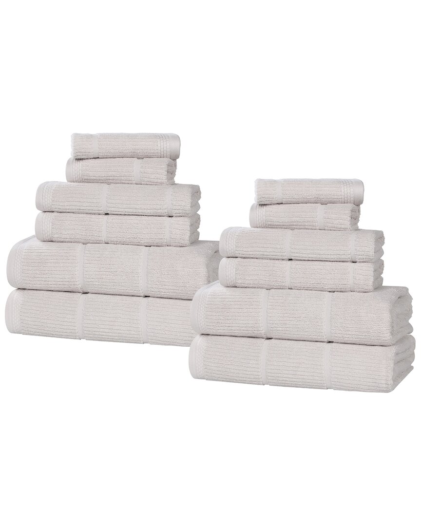 Superior Milo Smart Twist Cotton Medium Weight Solid Ribbed 12pc Towel Set