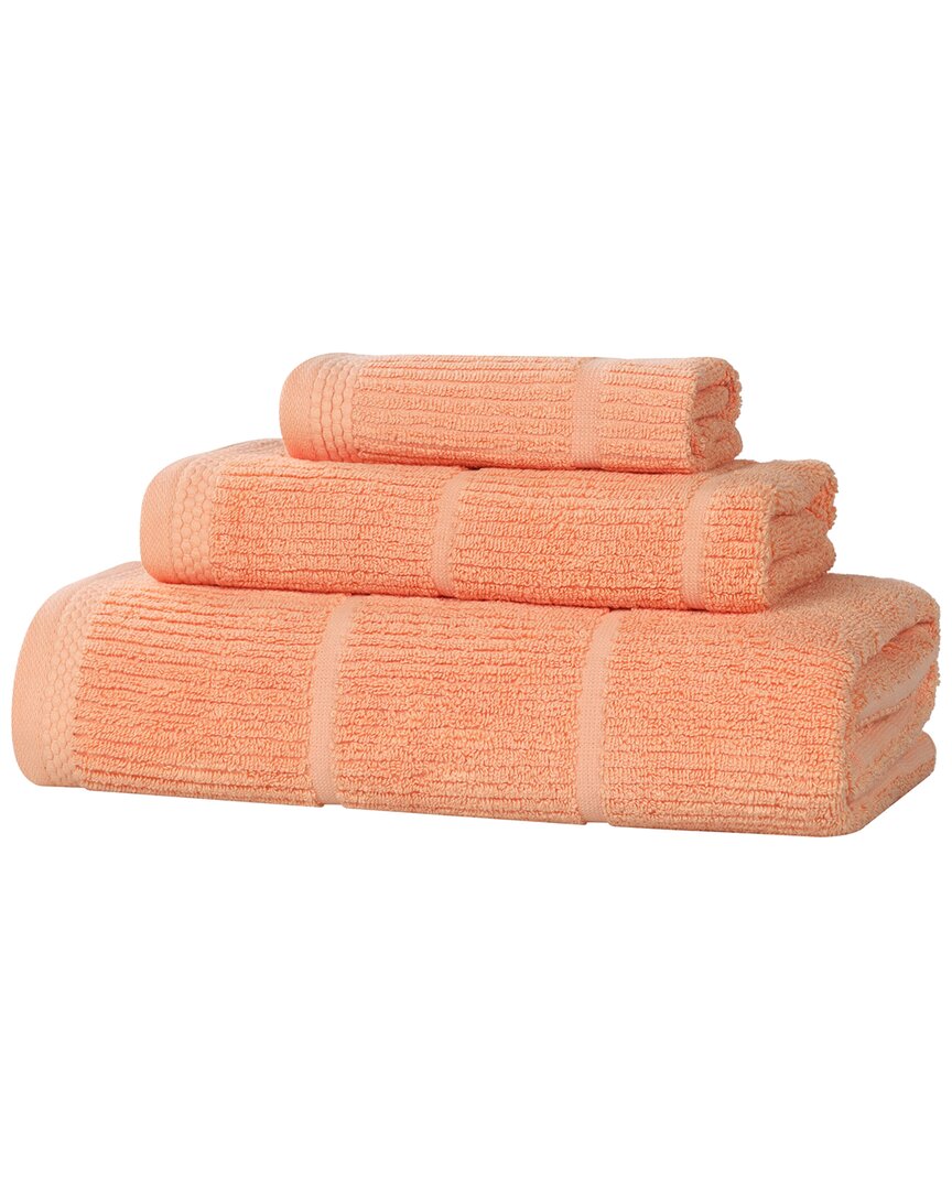 Superior Milo Smart Twist Cotton Medium Weight Solid Ribbed 3pc Towel Set
