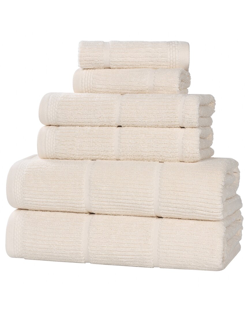 Superior Milo Smart Twist Cotton Medium Weight Solid Ribbed 6pc Towel Set