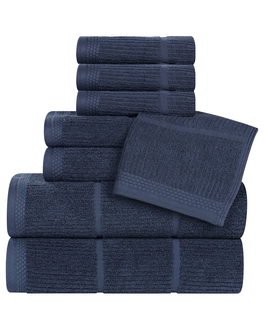 Superior Milo Smart Twist Cotton Medium Weight Solid Ribbed 8pc Towel Set