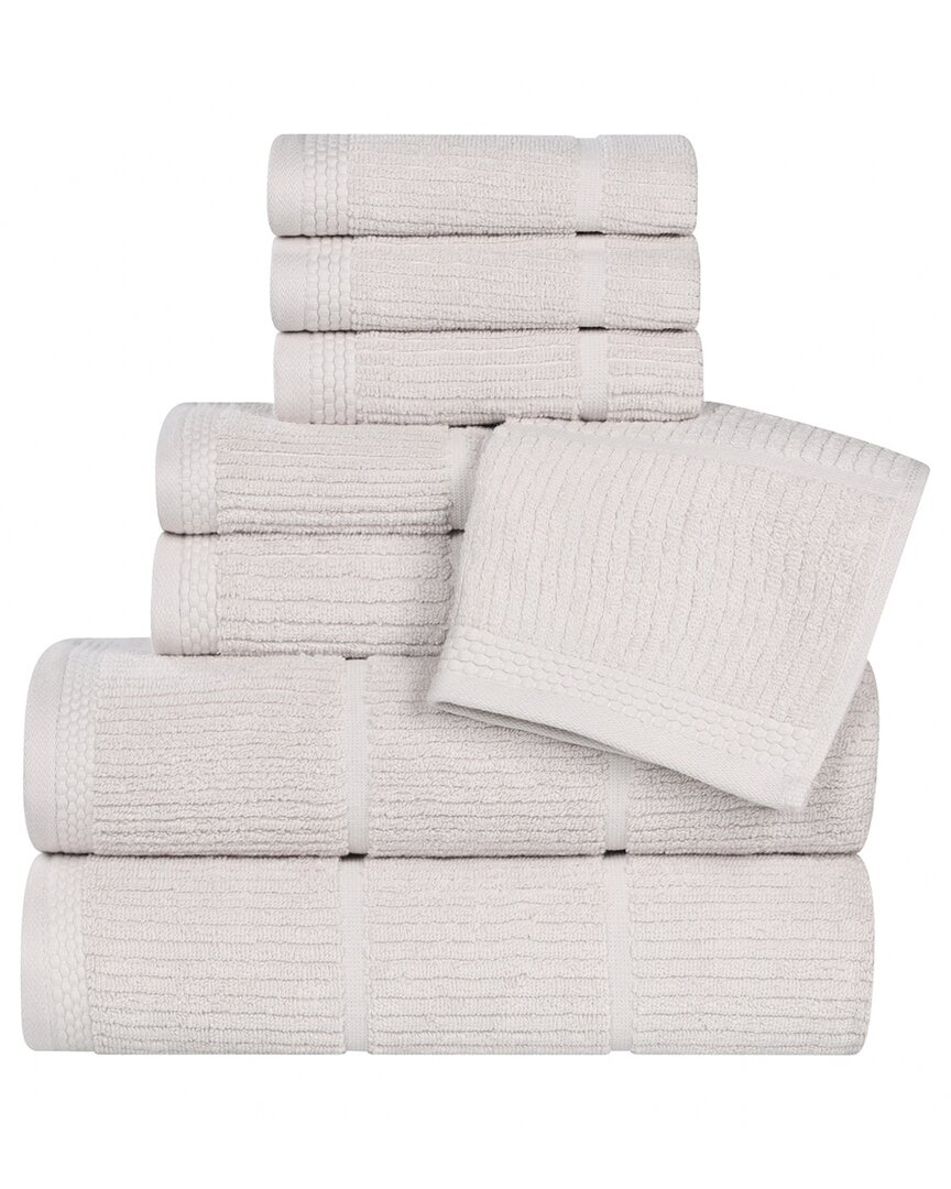 Superior Milo Smart Twist Cotton Medium Weight Solid Ribbed 8pc Towel Set