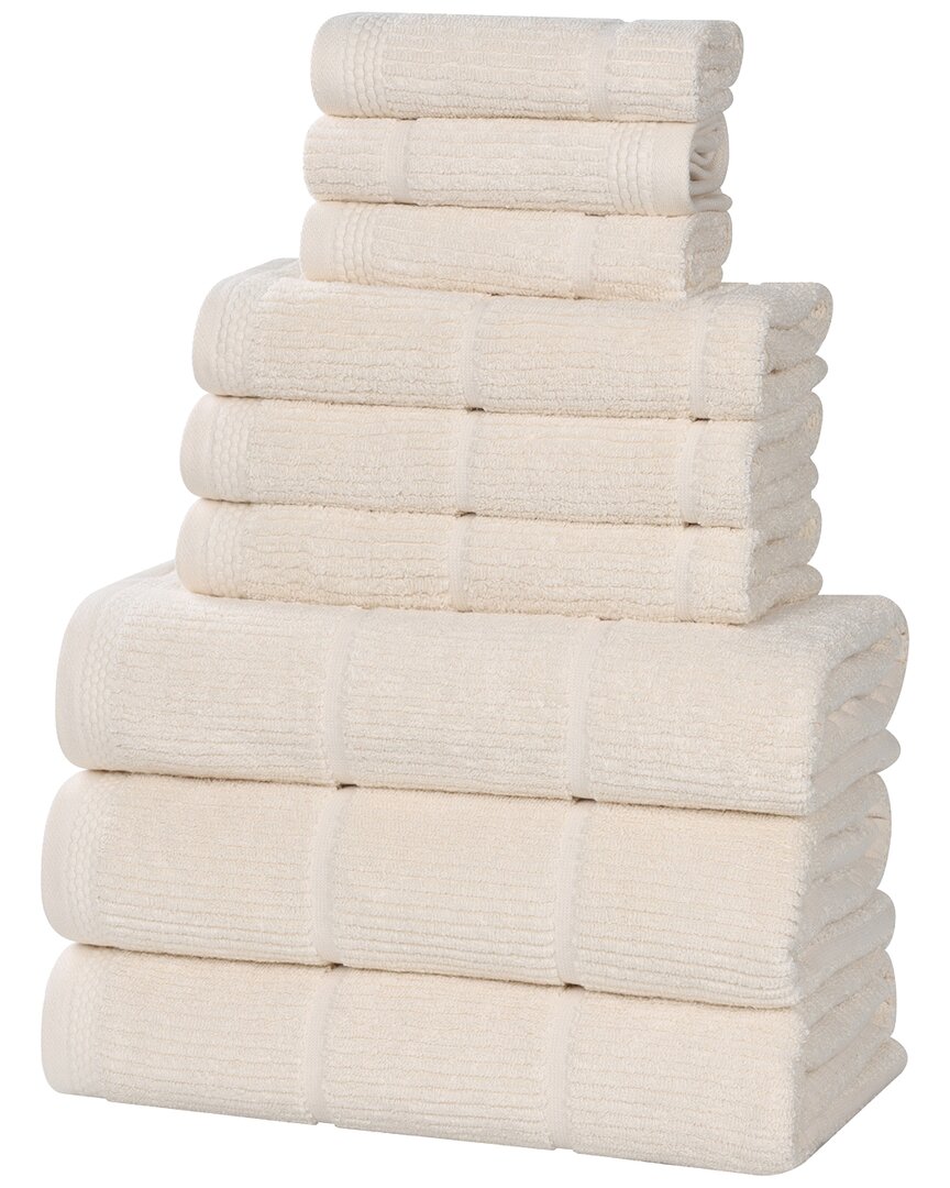 Superior Milo Smart Twist Cotton Medium Weight Solid Ribbed 9pc Towel Set