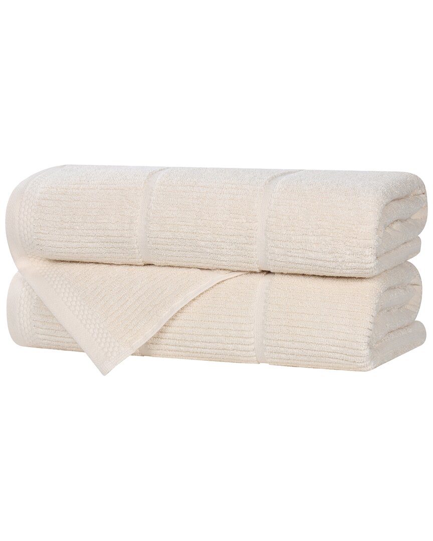 Superior Set Of 2 Milo Smart Twist Cotton Medium Weight Solid Ribbed Bath Towels