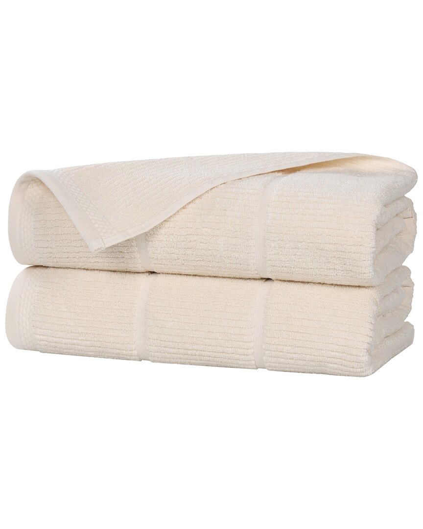 Superior Set Of 2 Milo Smart Twist Cotton Medium Weight Solid Ribbed Bath Towels