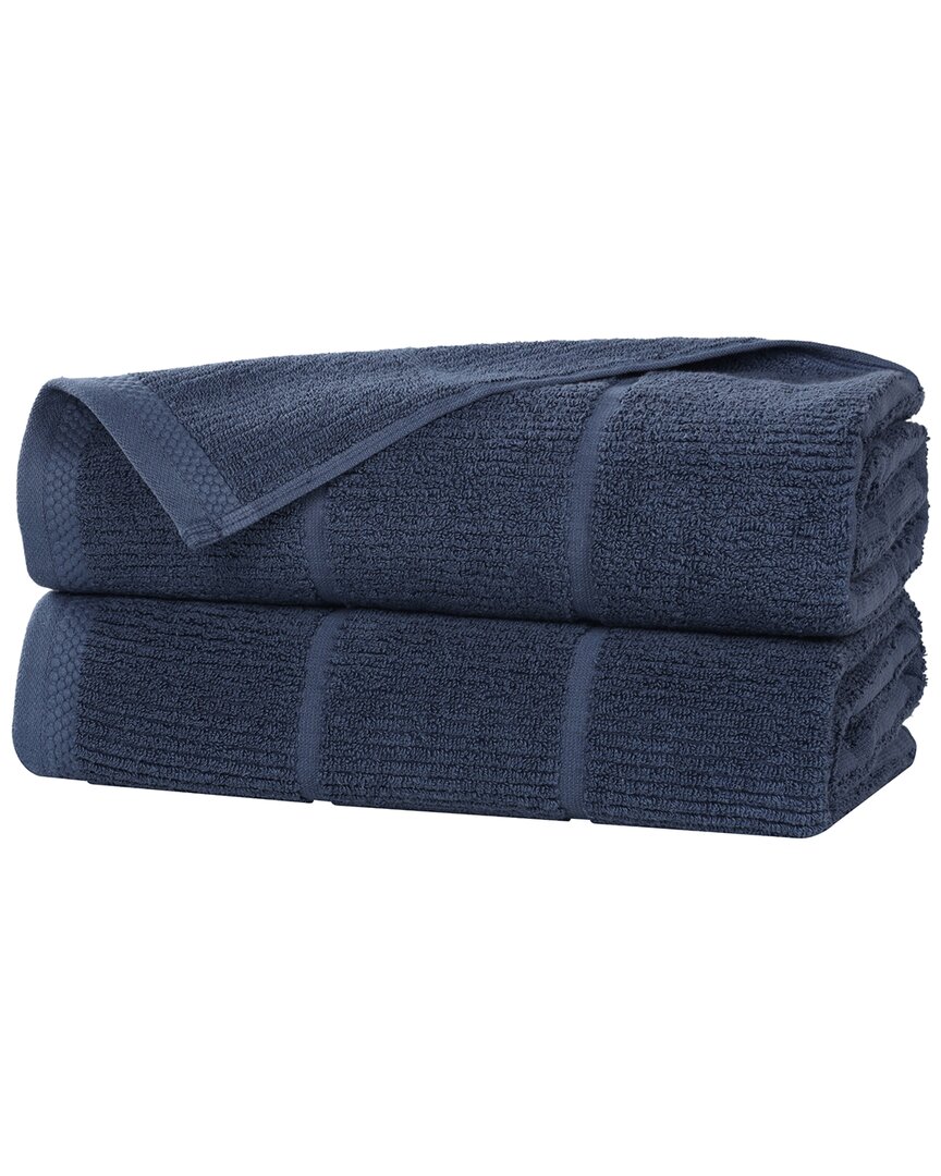Superior Set Of 2 Milo Smart Twist Cotton Medium Weight Solid Ribbed Bath Sheets
