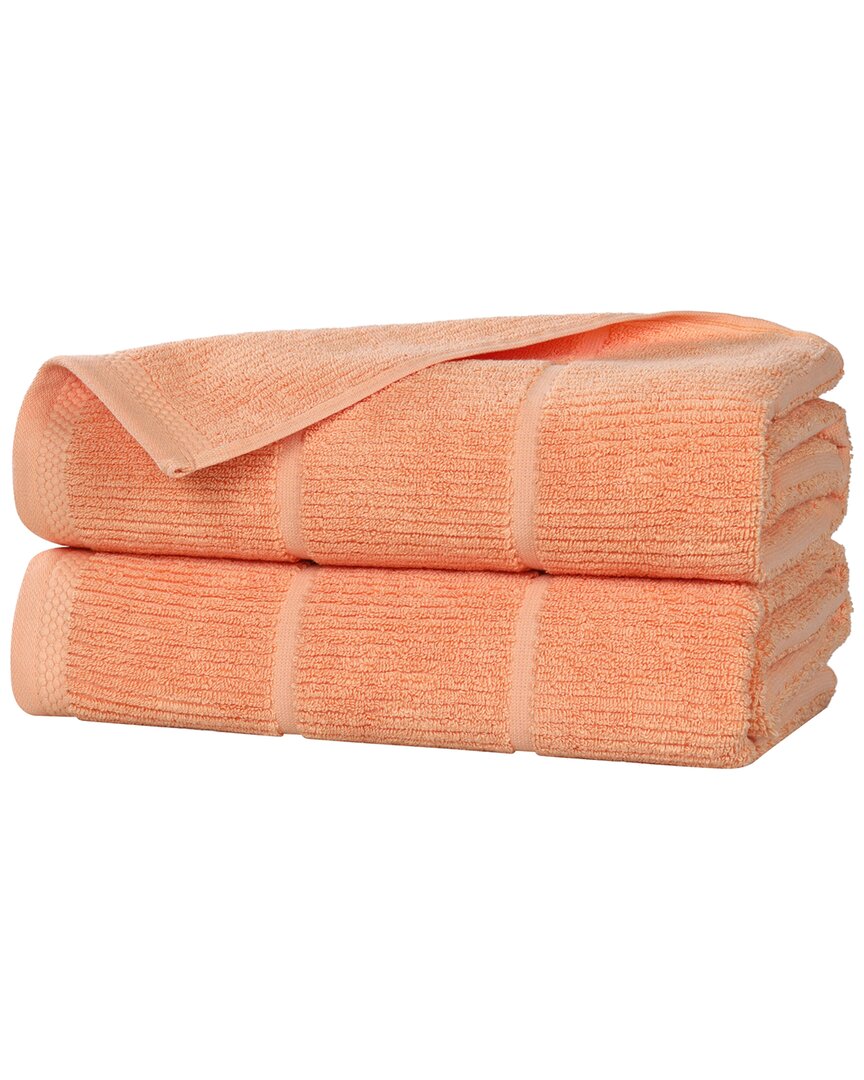 Superior Set Of 2 Milo Smart Twist Cotton Medium Weight Solid Ribbed Bath Towels