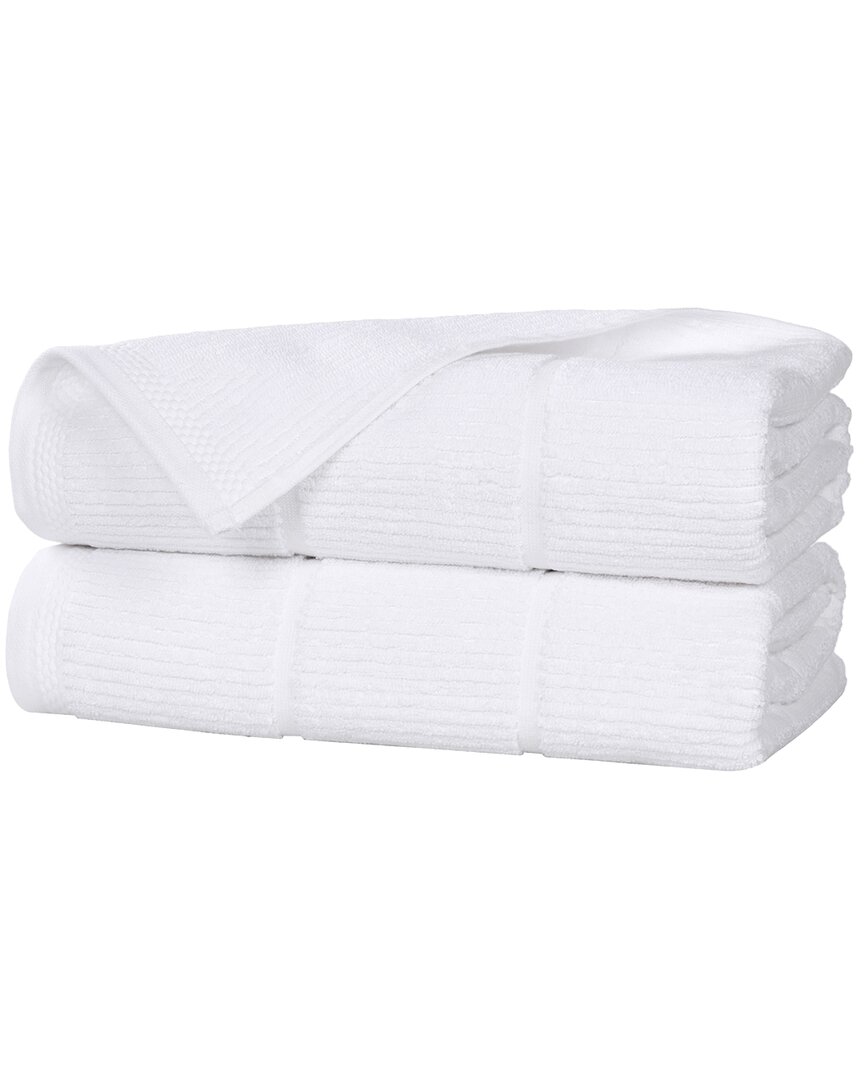 Superior Set Of 2 Milo Smart Twist Cotton Medium Weight Solid Ribbed Bath Towels