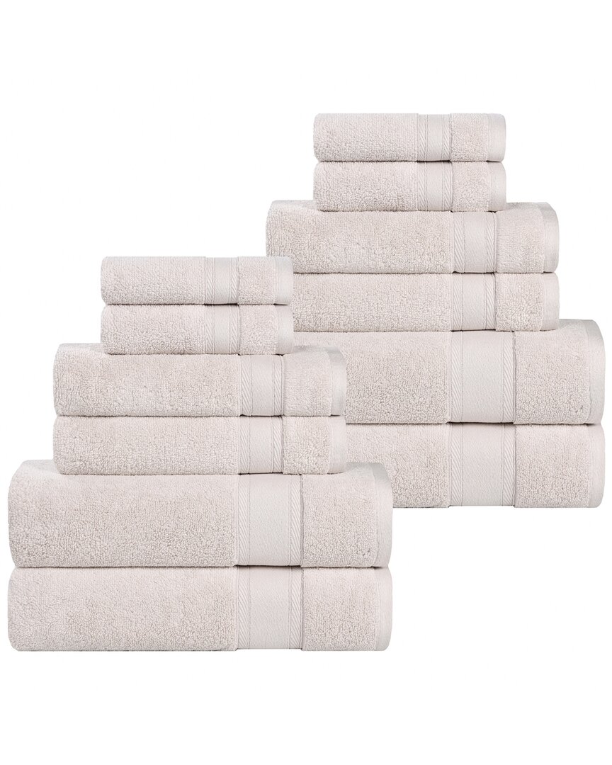 Superior Zuma Zero Twist Cotton Medium Weight Soft Absorbent 12pc Towel Set