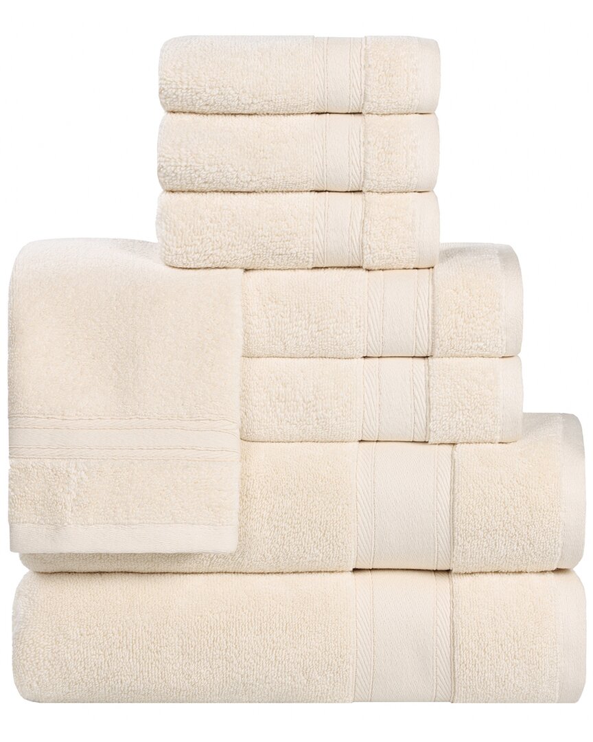 Superior Belmont Zero Twist Cotton Medium Weight Soft Absorbent 8pc Towel Set