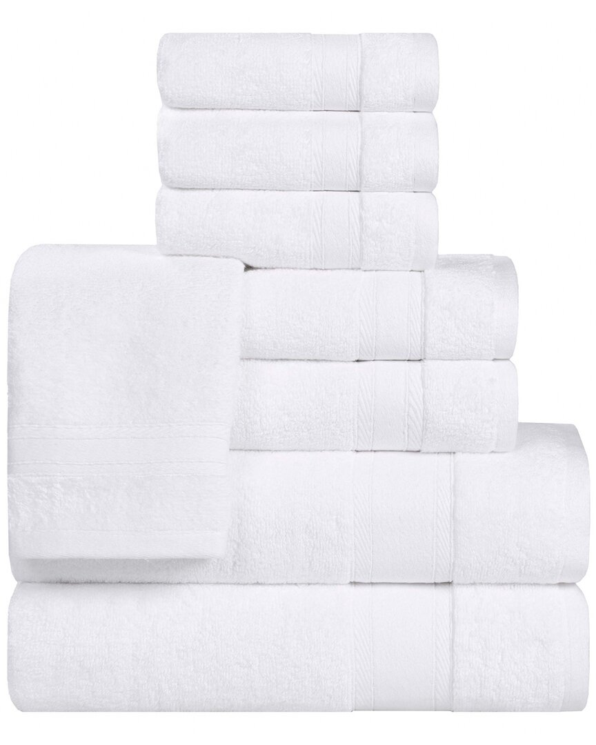 Superior Belmont Zero Twist Cotton Medium Weight Soft Absorbent 8pc Towel Set