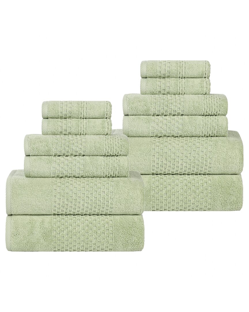 Superior Playa Zero Twist Cotton Medium Weight Solid Waffle Textured 12pc Towel Set