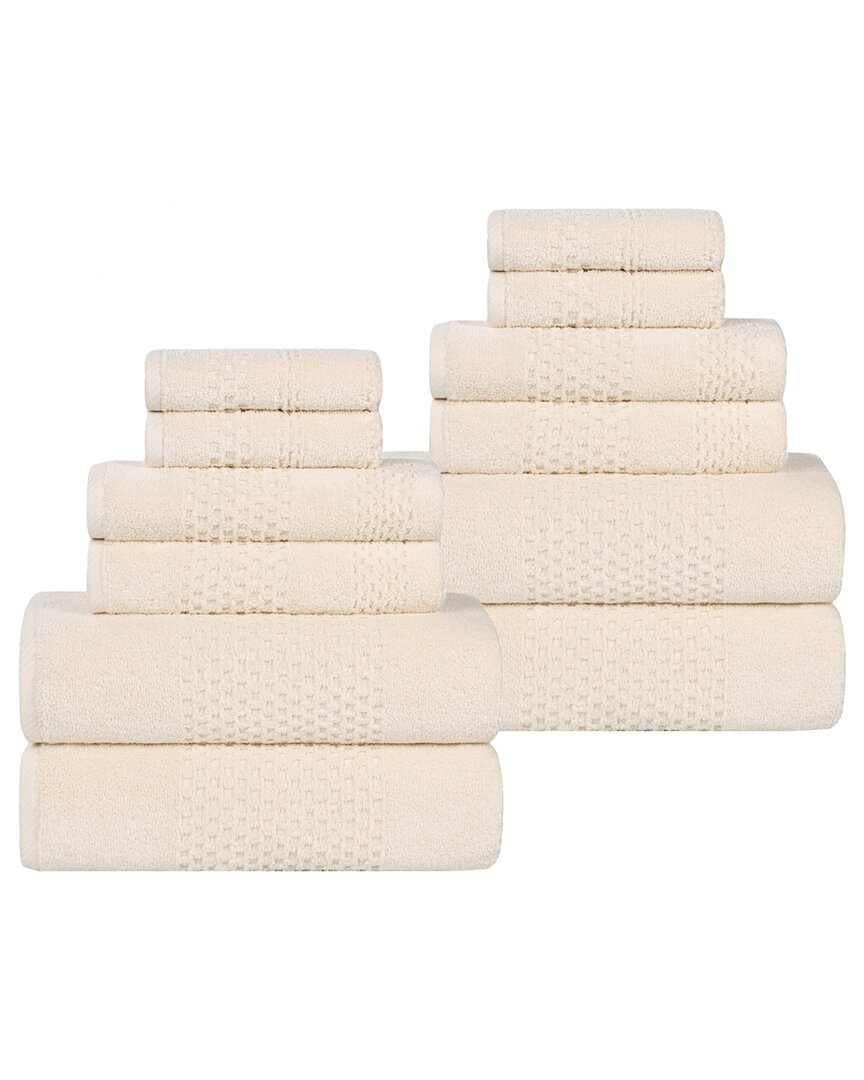 Superior Playa Zero Twist Cotton Medium Weight Solid Waffle Textured 12pc Towel Set