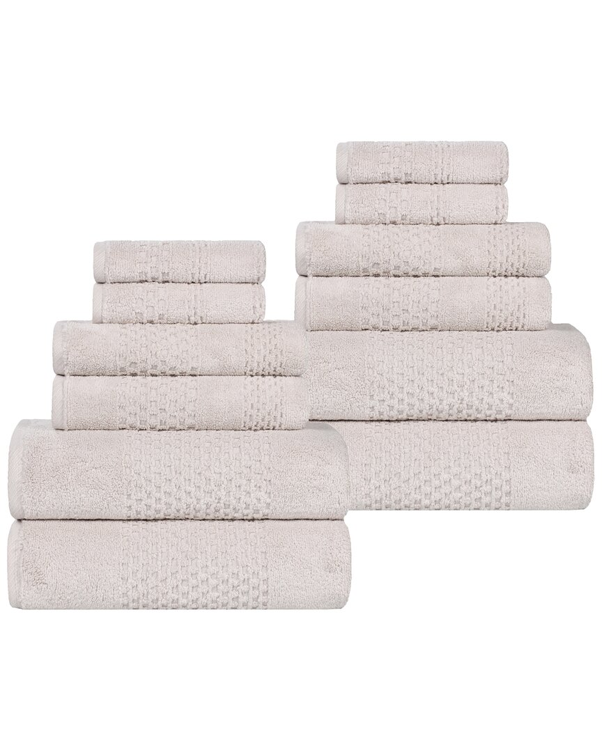 Superior Playa Zero Twist Cotton Medium Weight Solid Waffle Textured 12pc Towel Set