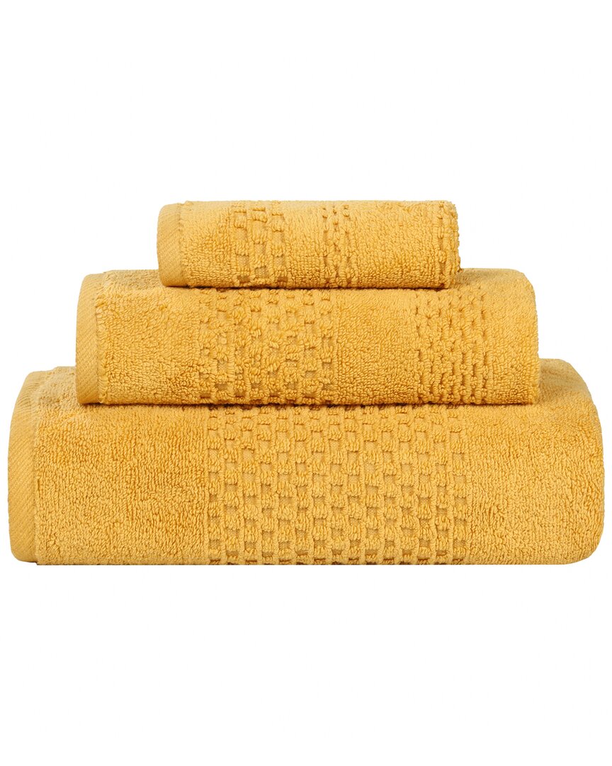 Superior Playa Zero Twist Cotton Medium Weight Solid Waffle Textured 3pc Towel Set