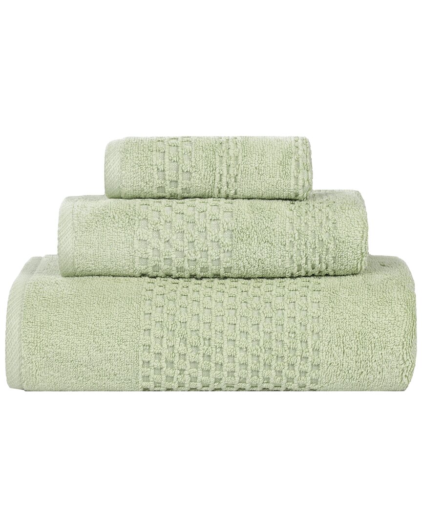 Superior Playa Zero Twist Cotton Medium Weight Solid Waffle Textured 3pc Towel Set